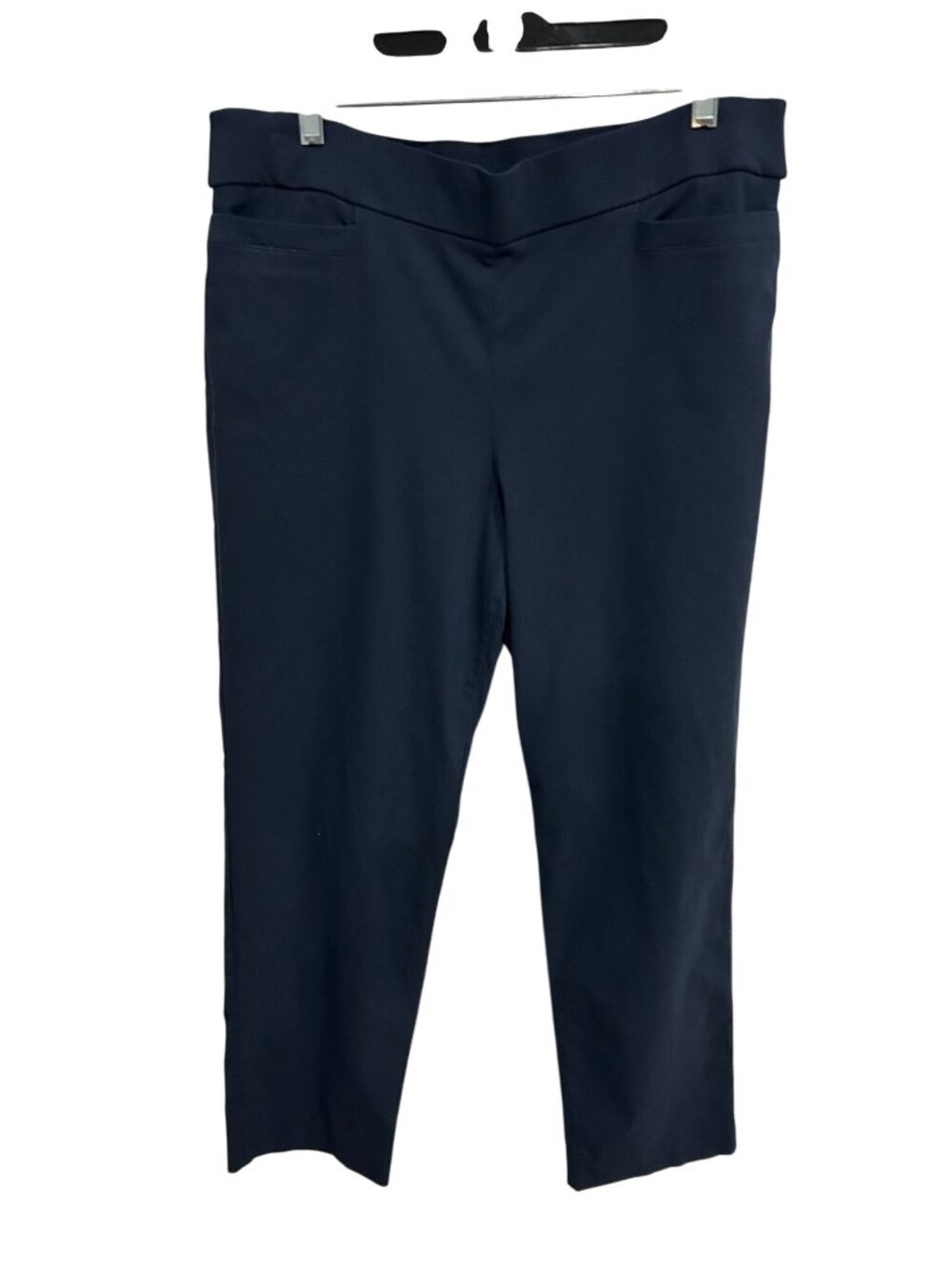 Coral Bay 16S Navy Pull-On Stretch Pants Pockets Minimalist Timeless Style